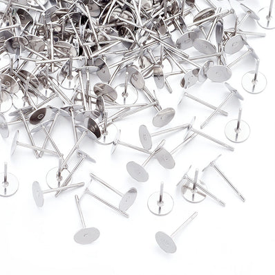 100 Pcs Earring Base Cabochon Cameo Settings Ear Post Earring tops coponents