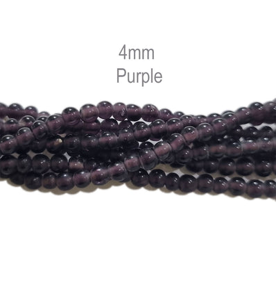 5/LINE PKG. (EACH 16 INCHES LONG) 4MM HANDMADE GLASS BEADS FOR JEWELRY MAKING