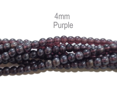 5/LINE PKG. (EACH 16 INCHES LONG) 4MM HANDMADE GLASS BEADS FOR JEWELRY MAKING