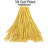 72mm Size,50 pcs Eye pins long, tarnish Resistant Gold plated on brass material