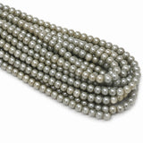 4mm Round Glass Pearl Beads – Silver Grey Pearl Finish – Approx. 210 Beads Per String – Jewelry Making Supplies