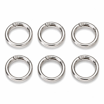 24mm Stainless Steel Round Snap Spring Gate Rings – Pack of 10 Pieces | Polished O Ring Clasp Connector for DIY Jewelry Making, Bags &amp; Keychains