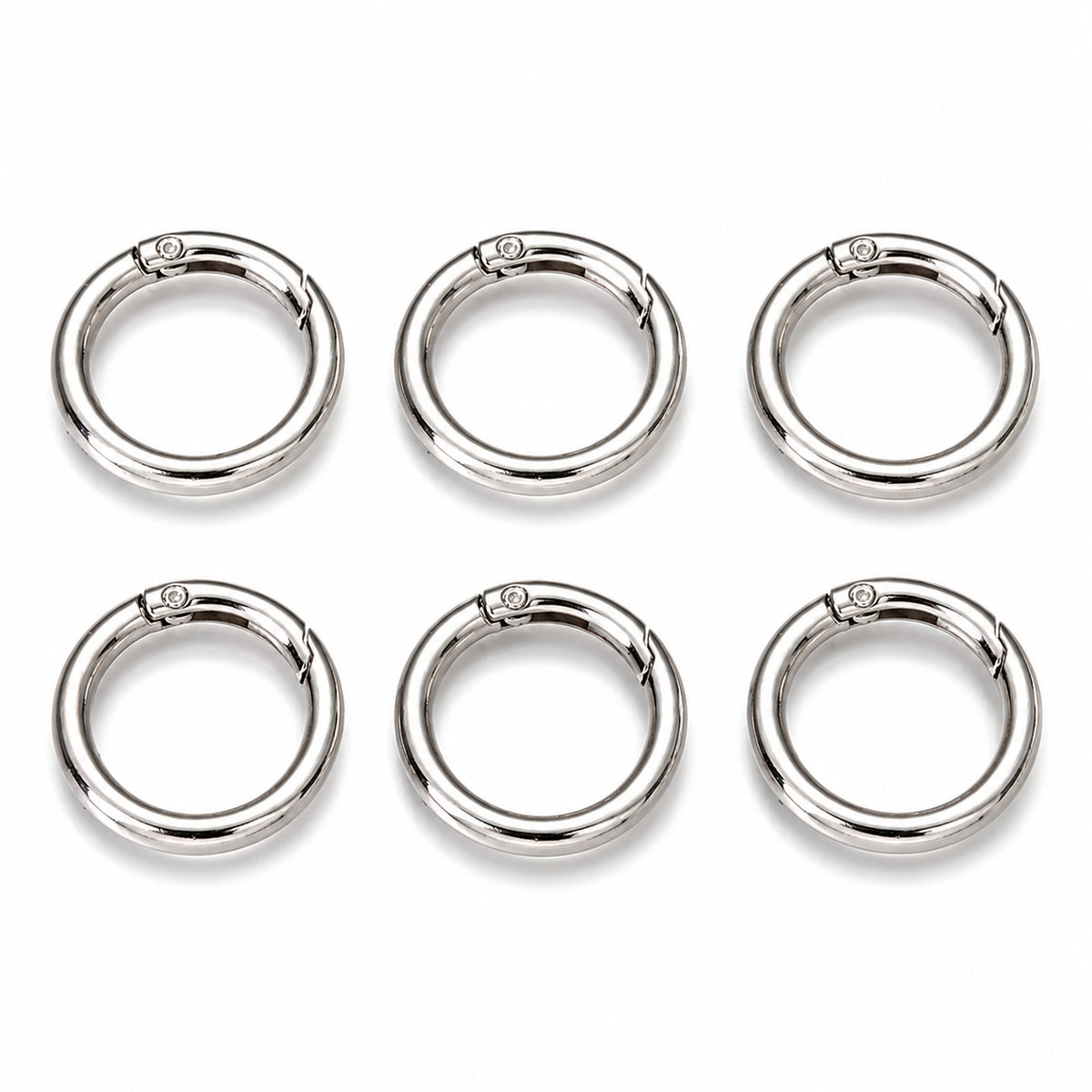 24mm Stainless Steel Round Snap Spring Gate Rings – Pack of 10 Pieces | Polished O Ring Clasp Connector for DIY Jewelry Making, Bags &amp; Keychains