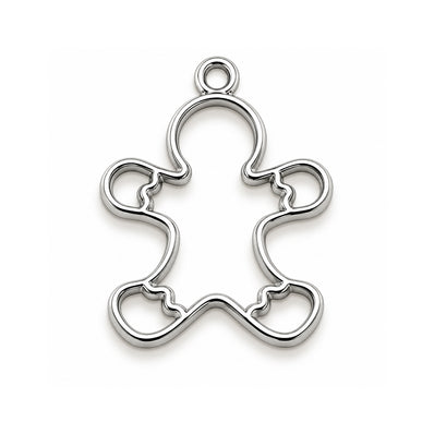 5Pcs Stainless Steel Plated Double Loop Bezel Charm Pendant, 30x23mm