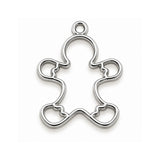 5Pcs Stainless Steel Plated Double Loop Bezel Charm Pendant, 30x23mm