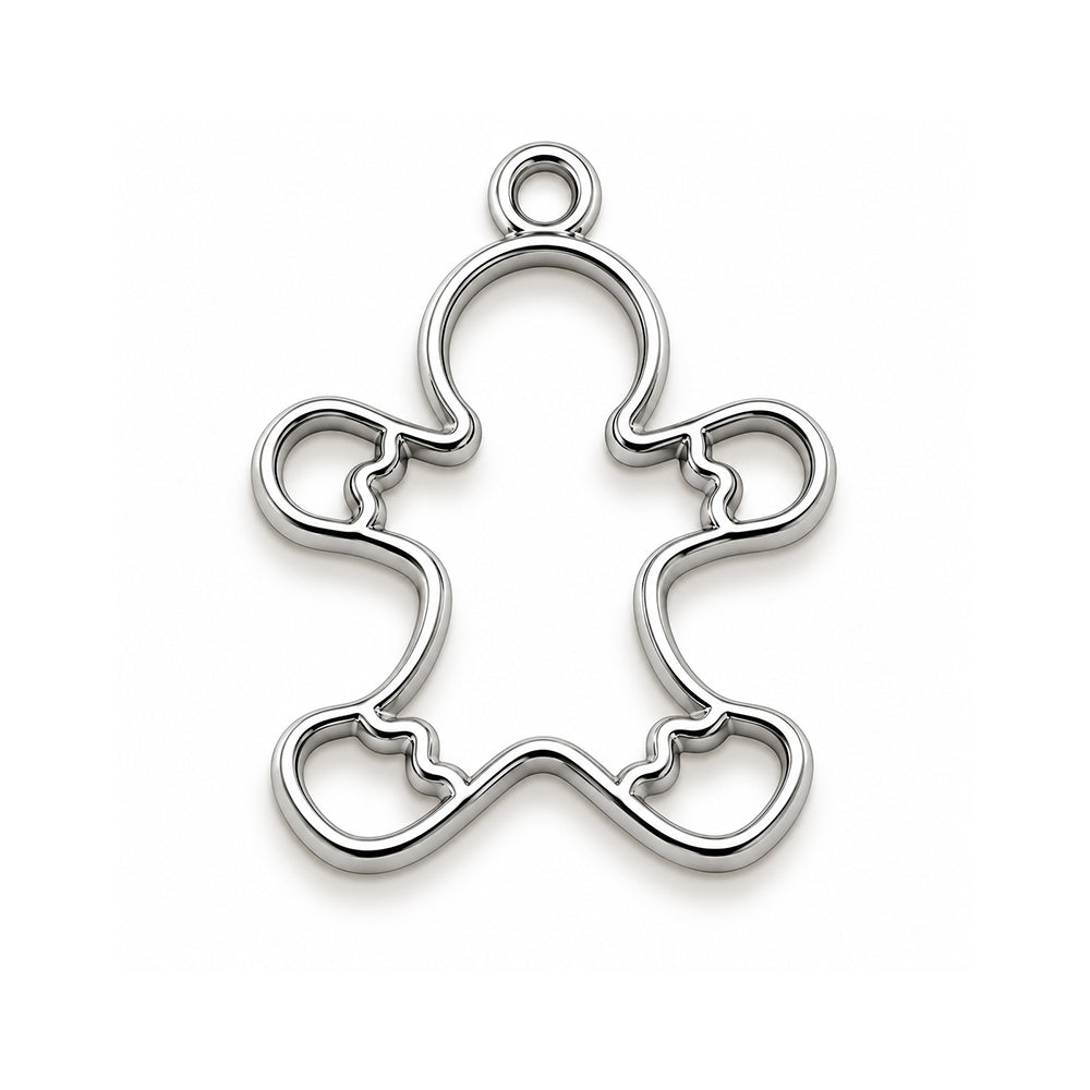 5Pcs Stainless Steel Plated Double Loop Bezel Charm Pendant, 30x23mm