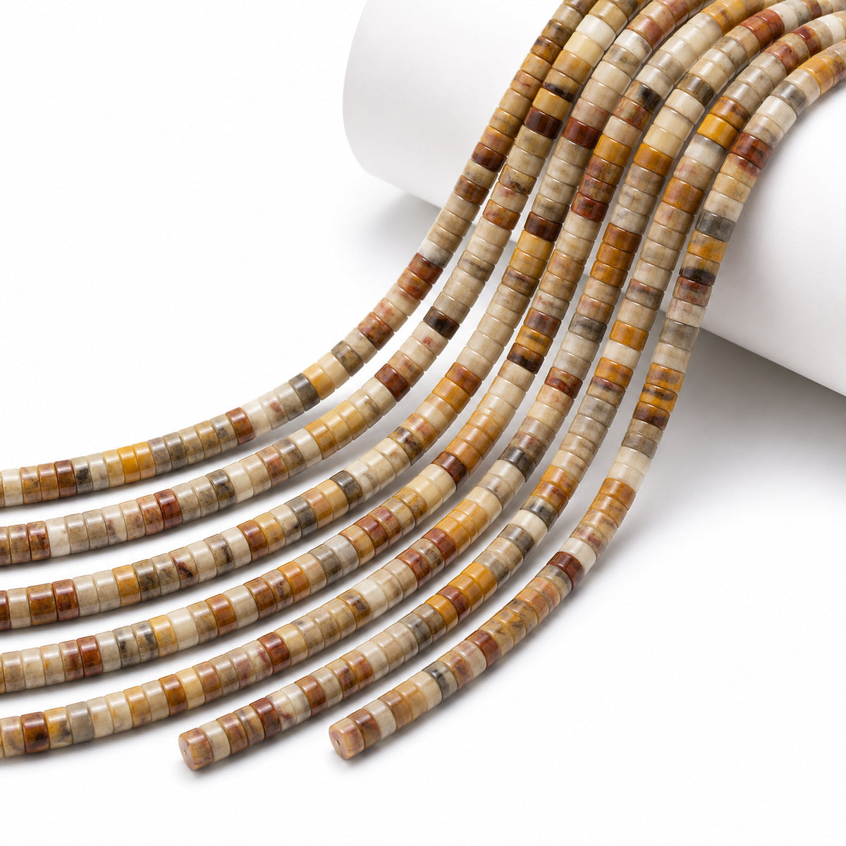 Natural Picture Jasper Heishi Disc Beads 4x2mm – Semi Precious Gemstone Spacer Beads, 15 Inch Strand, Approx. 150–154 Beads for Jewelry Making