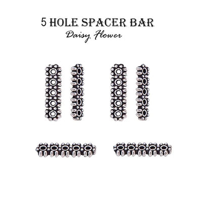 20  Pcs lot, 5 holes spacer bar silver oxidized