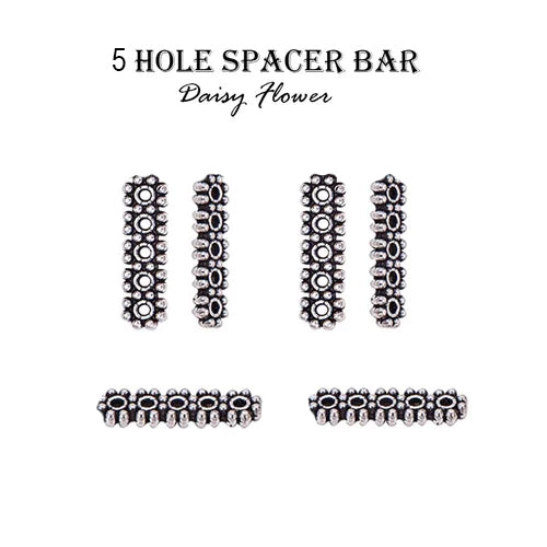20  Pcs lot, 5 holes spacer bar silver oxidized