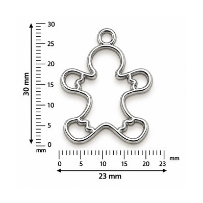 5Pcs Stainless Steel Plated Double Loop Bezel Charm Pendant, 30x23mm