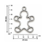 5Pcs Stainless Steel Plated Double Loop Bezel Charm Pendant, 30x23mm
