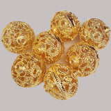 6 PCS GOLD ANTI TARNISH PLATED FILIGREE BRASS MATERIAL HANDMADE BEADS IN SIZE ABOUT 20mm