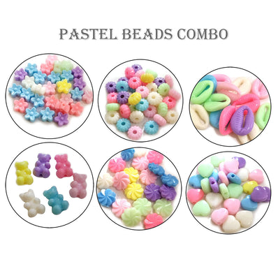 6 designs mix, pastel colour combo pack beads