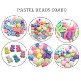 6 designs mix, pastel colour combo pack beads