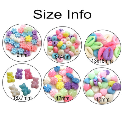 6 designs mix, pastel colour combo pack beads