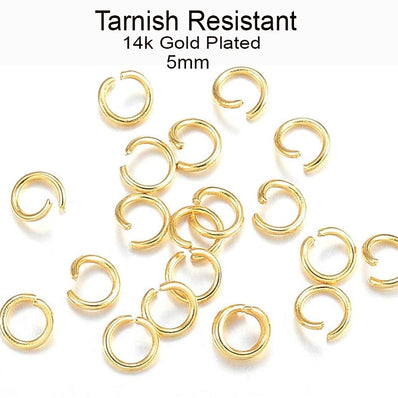 100pcs 5mm 14k gold plated tarnish Resistant Brass Material jump ring for jewelry making