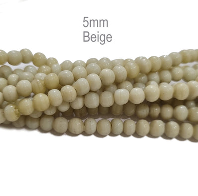 5/LINE PKG. (EACH 16 INCHES LONG) 5MM HANDMADE GLASS BEADS FOR JEWELRY MAKING