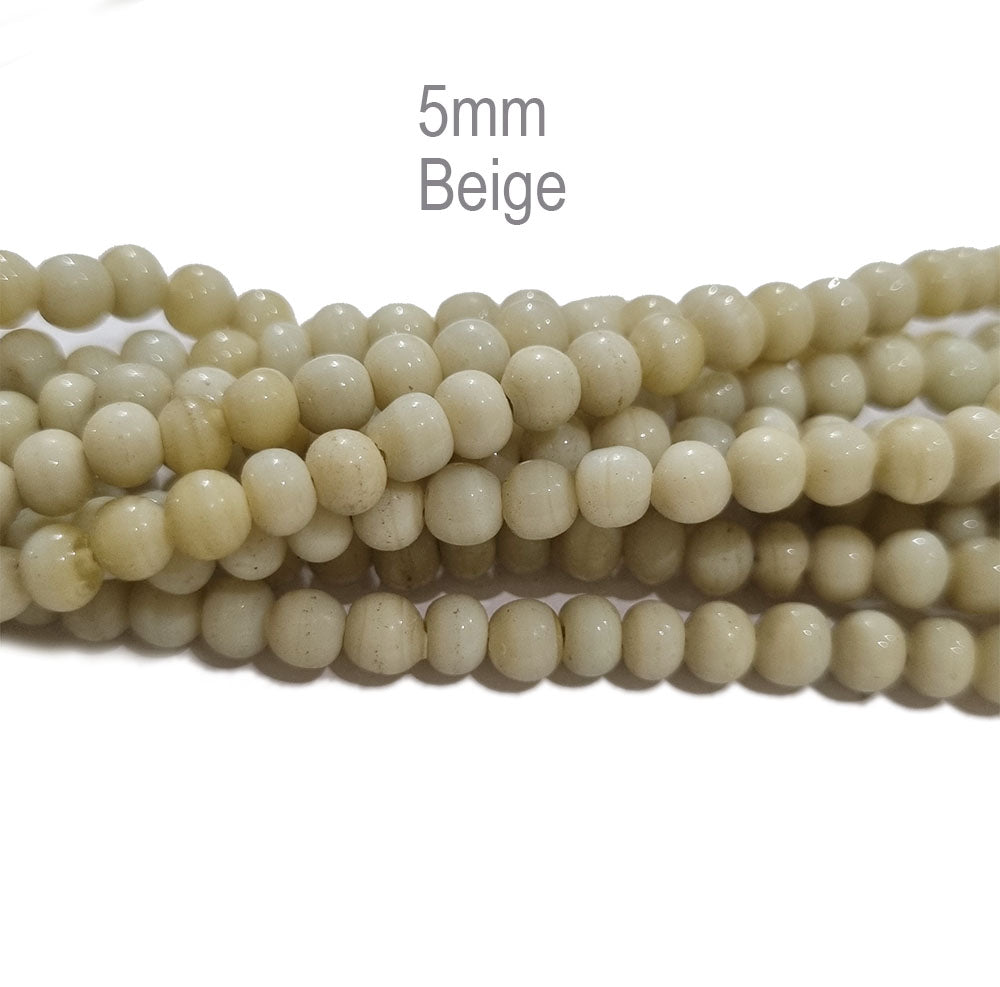 5/LINE PKG. (EACH 16 INCHES LONG) 5MM HANDMADE GLASS BEADS FOR JEWELRY MAKING