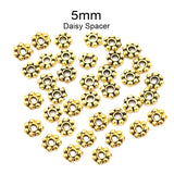 100 Pcs Pack, 5mm Metal Oxidized Beads Size About  5mm, Daisy Flower, Gold Oxidized