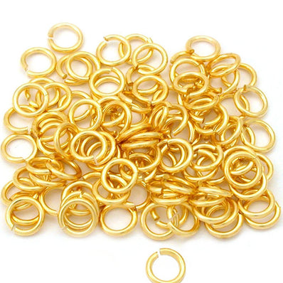 Thick Wire, 100pcs 5mm size, jump ring brass touch plating, Gold color