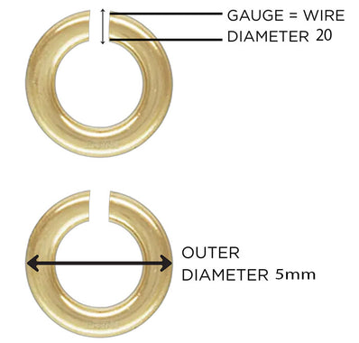 Thick Wire, 100pcs 5mm size, jump ring brass touch plating, Gold color