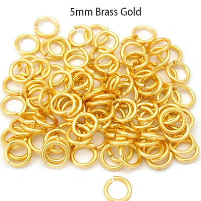 Thick Wire, 100pcs 5mm size, jump ring brass touch plating, Gold color