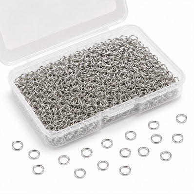 1000pcs 5mm Steel Plated Jump Rings – Silver Steel Open Connector Rings for Jewelry Making, Earrings, Necklaces, Bracelets & DIY Crafts