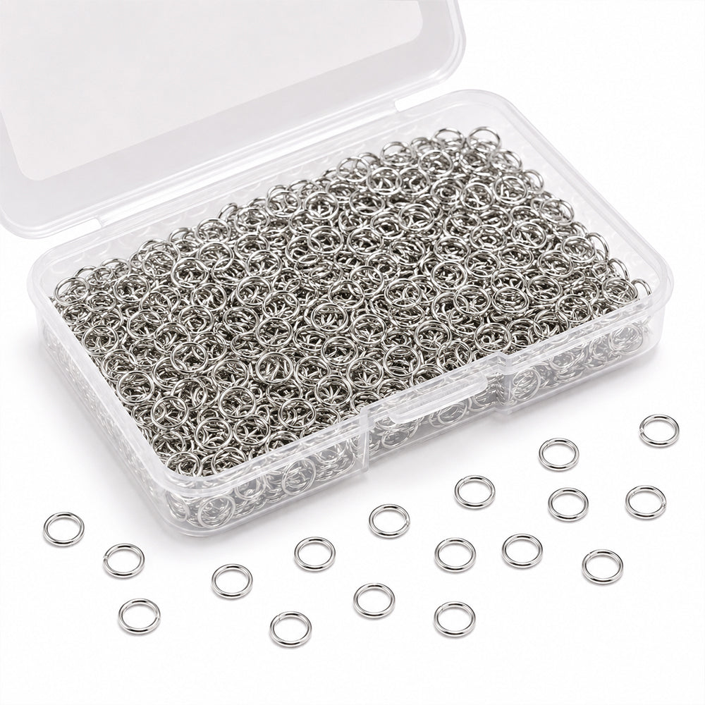 1000pcs 5mm Steel Plated Jump Rings – Silver Steel Open Connector Rings for Jewelry Making, Earrings, Necklaces, Bracelets & DIY Crafts