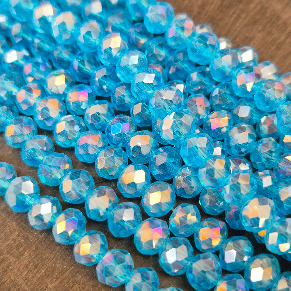 1 LINE/STRING PACK' 6x4 MM AB LUSTURE RONDEL TYRE CRYSTAL GLASS BEADS