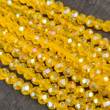 1 LINE/STRING PACK' 6x4 MM AB LUSTURE RONDEL TYRE CRYSTAL GLASS BEADS
