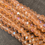 1 LINE/STRING PACK' 6x4 MM AB LUSTURE RONDEL TYRE CRYSTAL GLASS BEADS