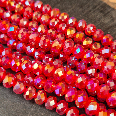 1 LINE/STRING PACK' 6x4 MM AB LUSTURE RONDEL TYRE CRYSTAL GLASS BEADS