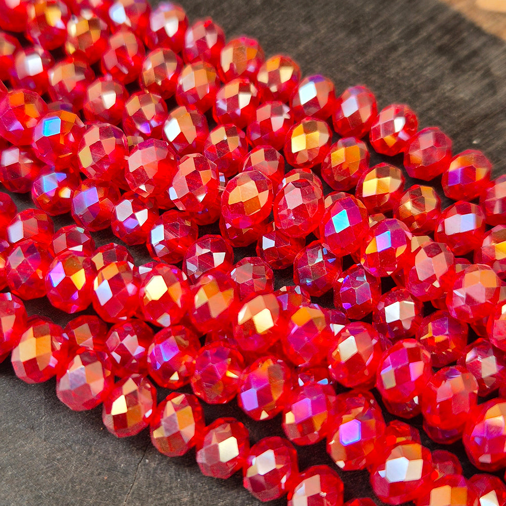 1 LINE/STRING PACK' 6x4 MM AB LUSTURE RONDEL TYRE CRYSTAL GLASS BEADS