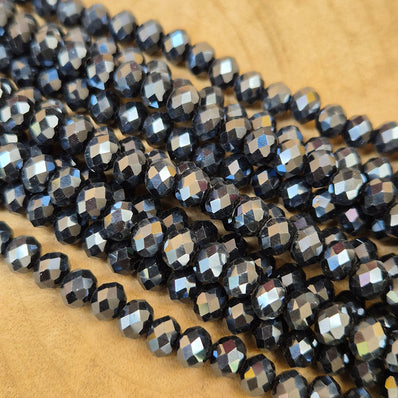 1 LINE/STRING PACK' 6x4 MM AB LUSTURE RONDEL TYRE CRYSTAL GLASS BEADS