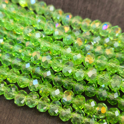 1 LINE/STRING PACK' 6x4 MM AB LUSTURE RONDEL TYRE CRYSTAL GLASS BEADS