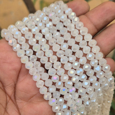 1 LINE/STRING PACK' 6x4 MM AB LUSTURE RONDEL TYRE CRYSTAL GLASS BEADS