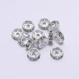 Stone Chakri 'Rhinestone Glass Round Loose Spacer Beads for Jewelry Making DIY Bracelet Necklace 50 Pieces (6-7 MM, Sliver)