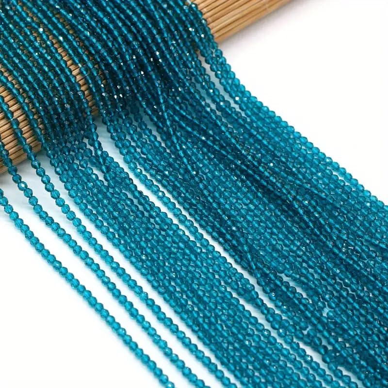 2mm Hydro Crystal Glass Beads | Teal Blue Faceted Rondelle | 5 Lines/String | Approx. 900+ Beads | Jewelry Making Supplies