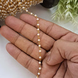 5 Meters Pkg. 3mm Bead Size' Lot Beaded Pearl Chain for jewelry making Gold Plated