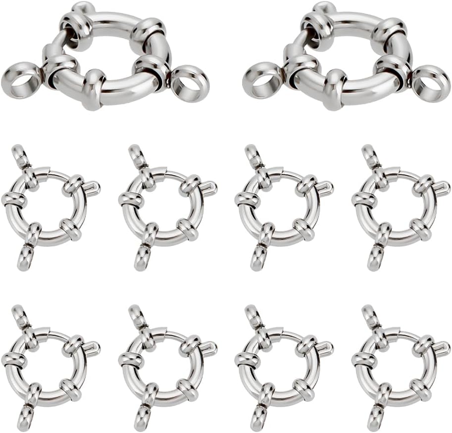 Stainless Steel Sailor Clasp 11-12 mm Round Spring Ring Buckle for Jewelry Making - 1 Pc Pack