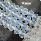 10 MM RONDELLE SHAPE, WHITE OPAL COLOR, CRYSTAL GLASS BEADS, SOLD PER STRAND/LINE PACK