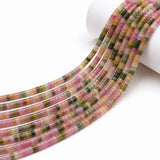 Natural Watermelon Tourmaline Heishi Disc Beads 4x2mm – Genuine Semi Precious Gemstone Spacer Beads, 15 Inch Strand, Approx. 150–154 Beads