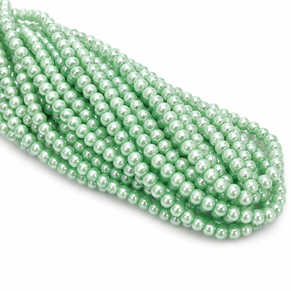 4mm Round Glass Pearl Beads – Mint Green Pearl Finish – Approx. 210 Beads Per String – Jewelry Making Supplies