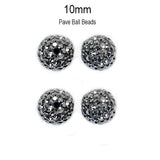 4pcs pkg. Black crystal stone Round Pave Beads in size about 10mm