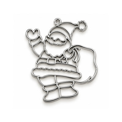 5Pcs Pack Stainless Steel Plated Santa Claus Bezel Charm Pendant 50x40mm