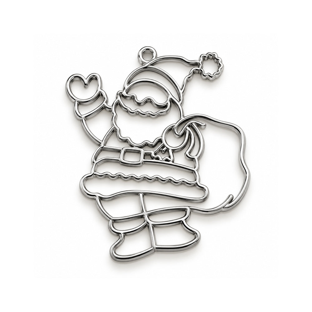 5Pcs Pack Stainless Steel Plated Santa Claus Bezel Charm Pendant 50x40mm