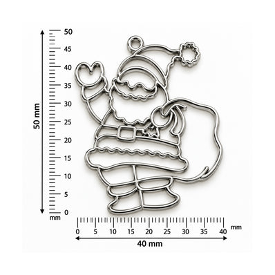 5Pcs Pack Stainless Steel Plated Santa Claus Bezel Charm Pendant 50x40mm