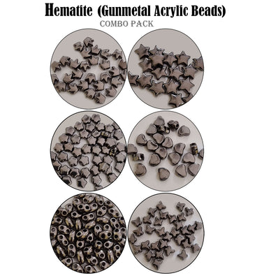 6 designs combo pack, Gunmetal black, hematite beads combo pack