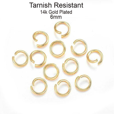 100pcs 6mm 14k gold plated tarnish Resistant Brass Material jump ring for jewelry making