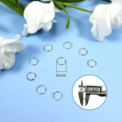 100pcs 6mm Jump Rings – Brass Material, 925 Silver Plated, Durable Plating for Jewelry Making